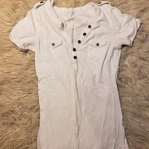 White Buttoned V-Neck Shirt